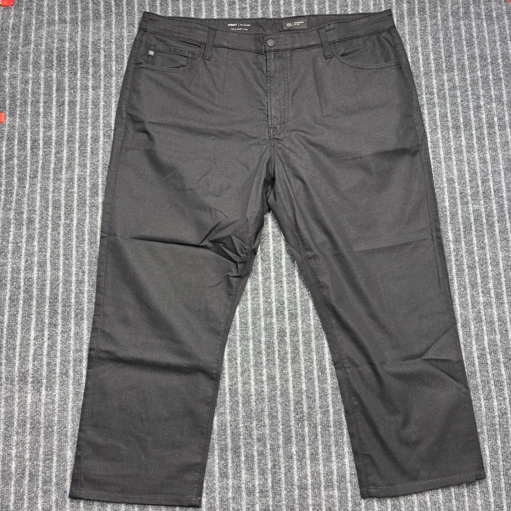 AG Everett Mens Slim Straight Pants 40x32 Black Italian Sateen Stretch Trousers